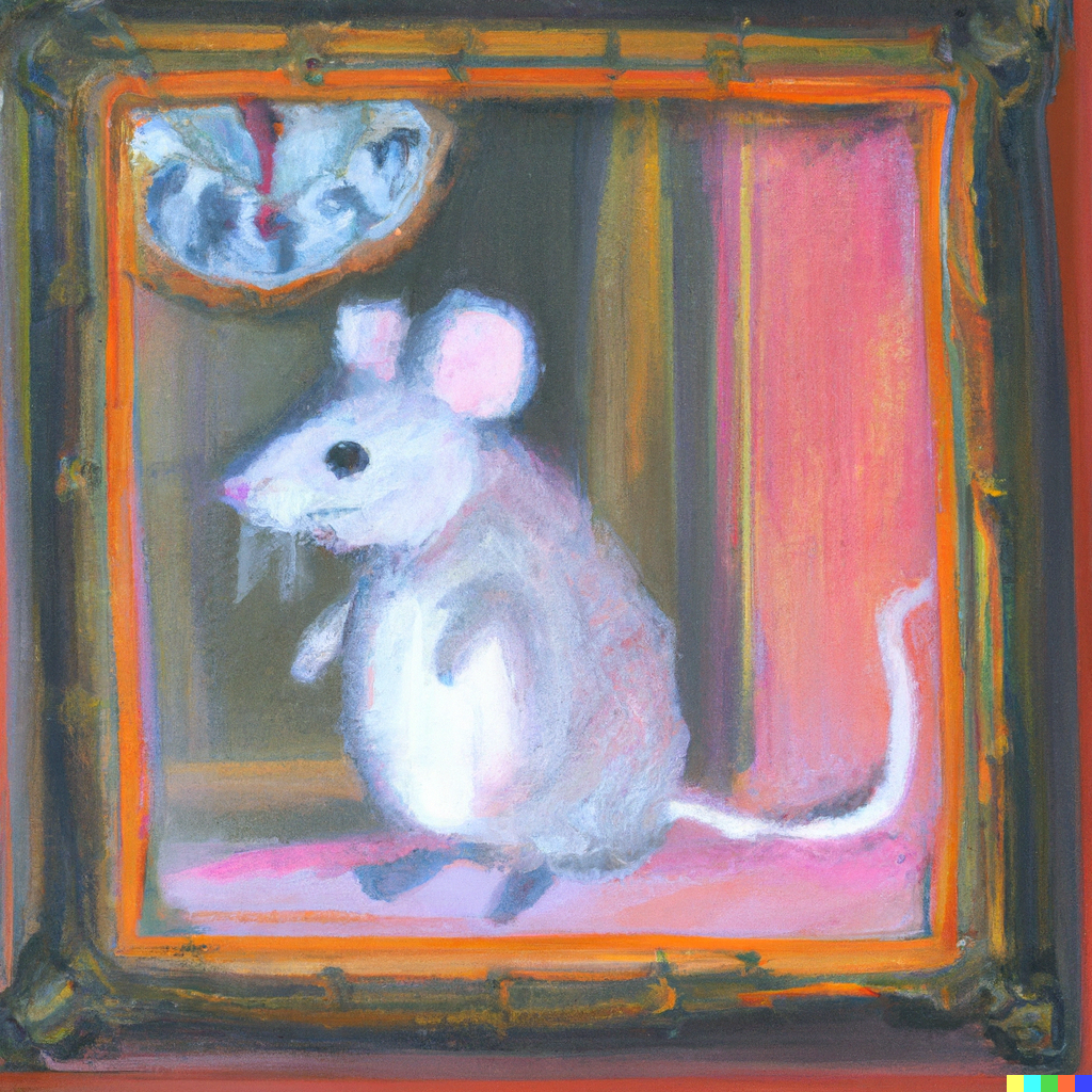 a-mouse-timing-how-long-it-takes-an-oil-painting-to-dry-digital-art-painted, digital art made by DALL·E in 2023 