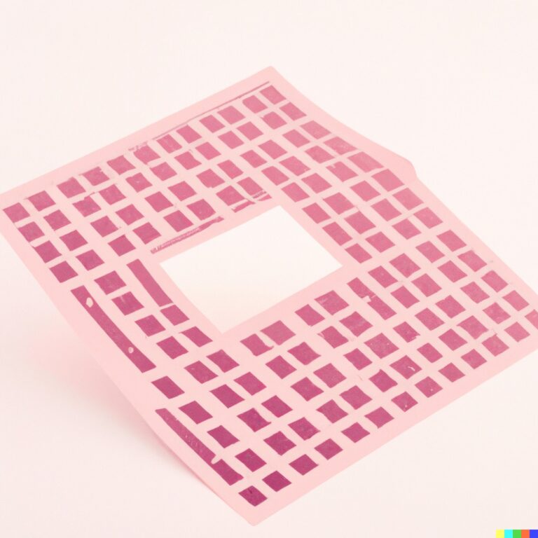 a 3D render of a risograph print in pastel, which looks like a diagonally placed pink rectangle with reddish pink rectangular pattern across it floating on a light pink background